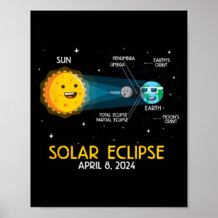 Fun Niedlich Total Solar Eclipse 2024 Wissenschaft Poster