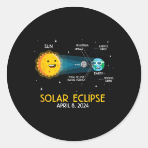 Fun Niedlich Total Solar Eclipse 2024 Wissenschaft Runder Aufkleber