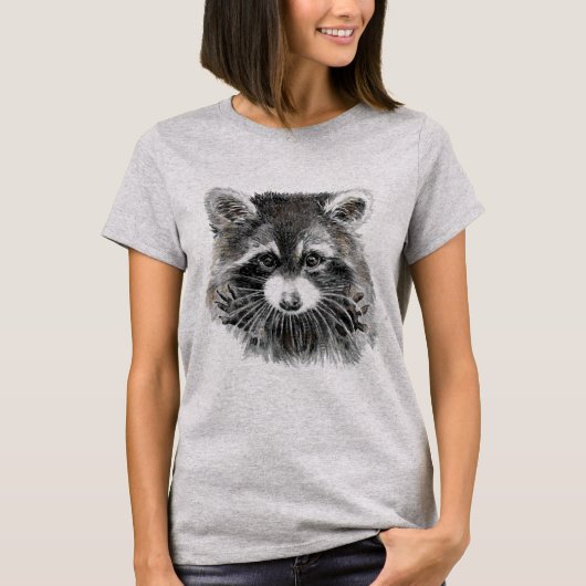 Fun Niedlich Watercolor Raccoon Jazz Hand Spaß T-Shirt (Vorderseite)