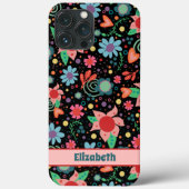 Fun Niedliche Blumenhörer Inspirivity Black Patter Case-Mate iPhone Hülle (Rückseite)