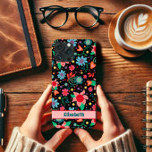 Fun Niedliche Blumenhörer Inspirivity Black Patter Case-Mate iPhone Hülle