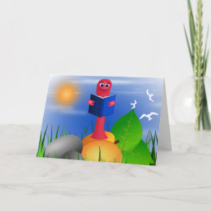 Fun Niedliche Bookworm Book Wurm Grußkarte Karte