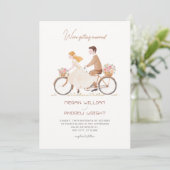 Fun niedliche romantische Blumenpartnerschaft hand Einladung (Stehend Vorderseite)