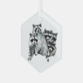 Fun Niedliche Wasserfarbe Raccoon Tier Wildnis Nat Ornament Aus Glas (Vorderseite Links)