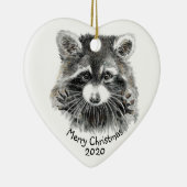 Fun Niedliche Wasserfarbe Raccoon Tierart Spaß Keramik Ornament (Rechts)