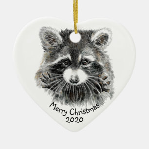 Fun Niedliche Wasserfarbe Raccoon Tierart Spaß Keramik Ornament