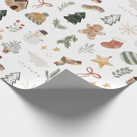 Fun Niedliche Weihnachtswasserfarbe Akzente Gesche Geschenkpapier (Ecke)
