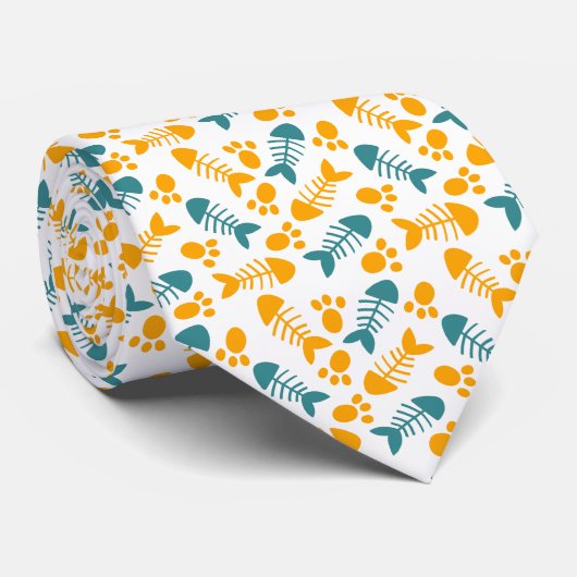 Fun, Niedliches Katzengeflecht und Muster des Fisc Krawatte (Gerollt)