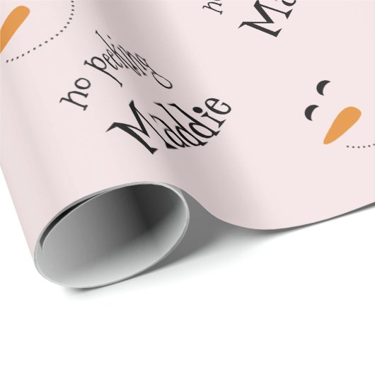 Fun No Peeking Snowman Pink benannt Wrapping Paper Geschenkpapier (Rolleneckpunkt)
