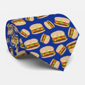 Fun Novelty Cheeseburger Pattern Navy Blue Krawatte (Gerollt)