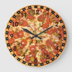 Fun Novelty Cool Food Pizza Theme Kitchen Große Wanduhr