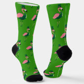 Fun Novelty Flamingo St Patricks Day Socken (Gewinkelt)