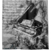 Fun Novelty Piano Musiknoten Collage Art Duschvorhang (Vorderseite)