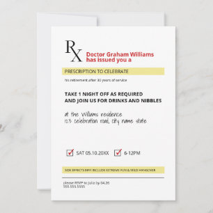 Fun Novelty Rx Verschreibung Doktor Rente Einladung