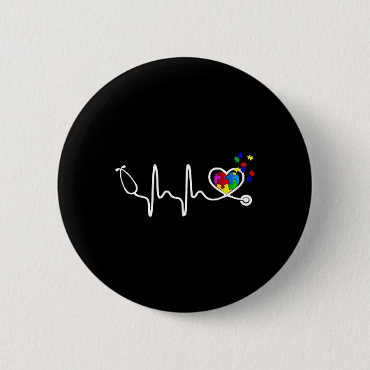 Fun Nurse Autism Puzzle Stethoscope - Herz 1 Button (Vorderseite)