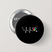Fun Nurse Autism Puzzle Stethoscope - Herz 1 Button (Vorne & Hinten)