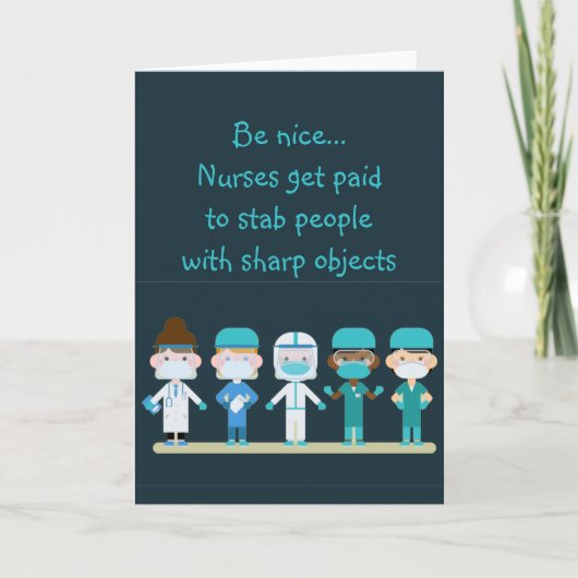 Fun Nurse Doctor Stab People Sharp Objects Quote Karte (Vorderseite)