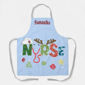 Fun Nurse Weihnachten Schürze. Bearbeitbarer Name Schürze (Vorderseite)