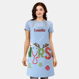 Fun Nurse Weihnachten Schürze. Bearbeitbarer Name Schürze