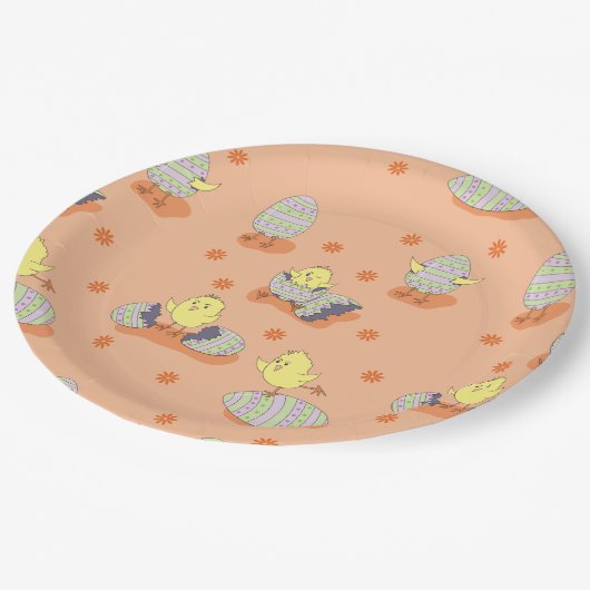 Fun Oaster Chick Paper Plate Pappteller (Schrägansicht)