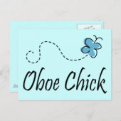 Fun Oboe Chick Music Postcard Postkarte (Vorne/Hinten)