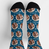 Fun Ocean Blue Newlyweds Foto Muster Socken (Oben)