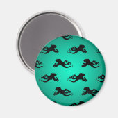 Fun Octopus-Silhouetten auf Grün Magnet (Vorderseite/Rückseite)