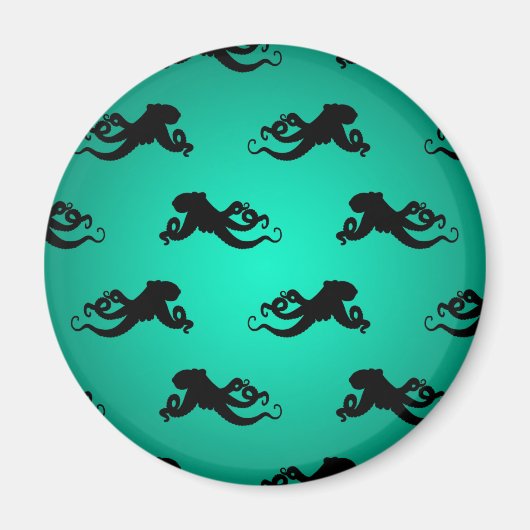 Fun Octopus-Silhouetten auf Grün Magnet (Vorne)