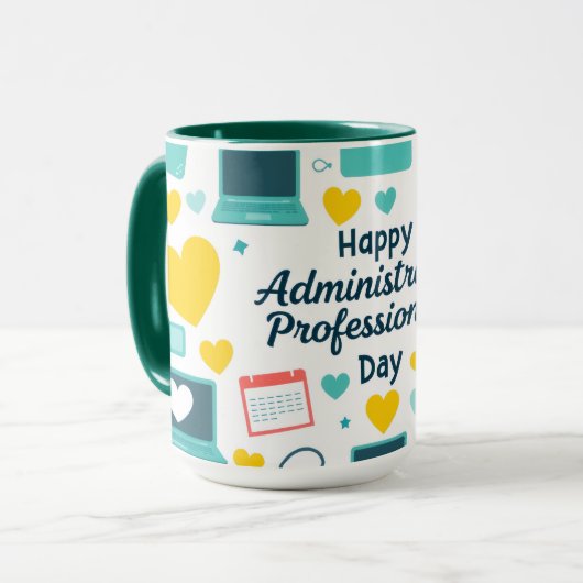 Fun Office Icons Administrative Day Pattern Tasse (Vorderseite Links)