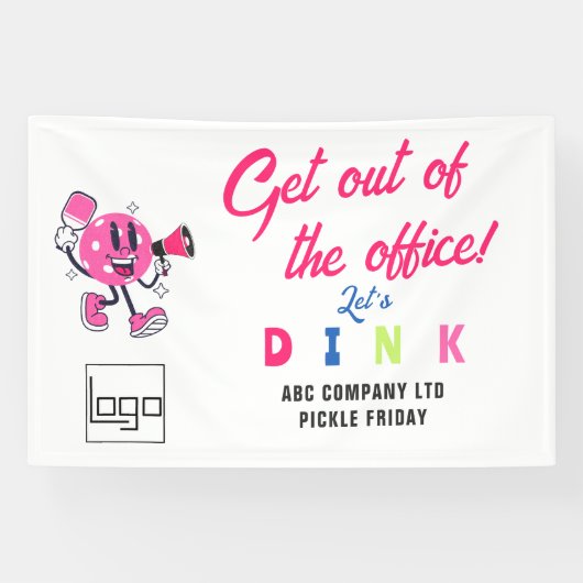 Fun Office Team Building Sports Cartoon Pickleball Banner (Horizontal)