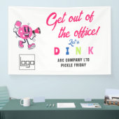 Fun Office Team Building Sports Cartoon Pickleball Banner (Messe)