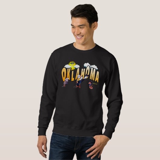 Fun Oklahoma Staat Bird Scissor Schwanz, Armadillo Sweatshirt (Vorne ganz)