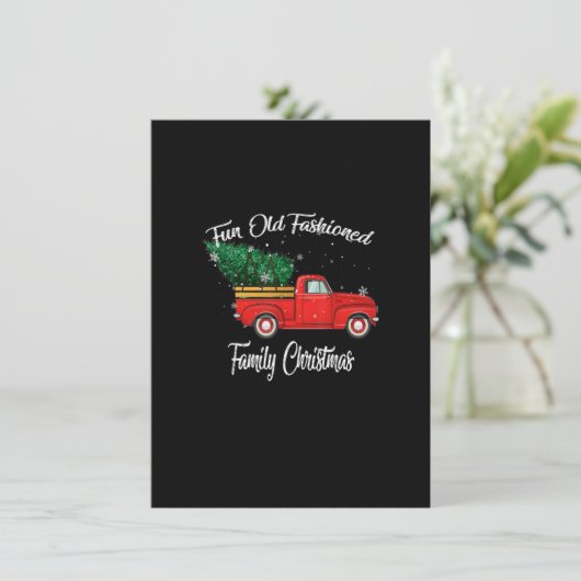 Fun Old Fashioned Family Christmas Tree Oldtimer R Einladung (Stehend Vorderseite)