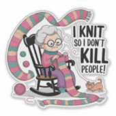 Fun Oma Knitting Design Aufkleber (Vorderseite)