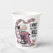 Fun Oma Knitting Design Pappbecher (Vorderseite)