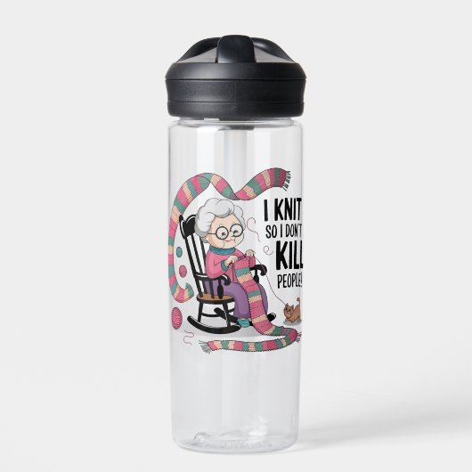 Fun Oma Knitting Design Trinkflasche (Vorderseite)