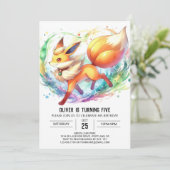 Fun Online Fox Geburtstag Einladung (Stehend Vorderseite)