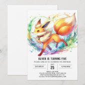 Fun Online Fox Geburtstag Einladung (Vorne/Hinten)