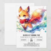 Fun Online Fox Geburtstag Einladung (Vorne/Hinten)