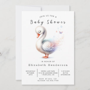 Fun Online Swan Baby Shower Einladung