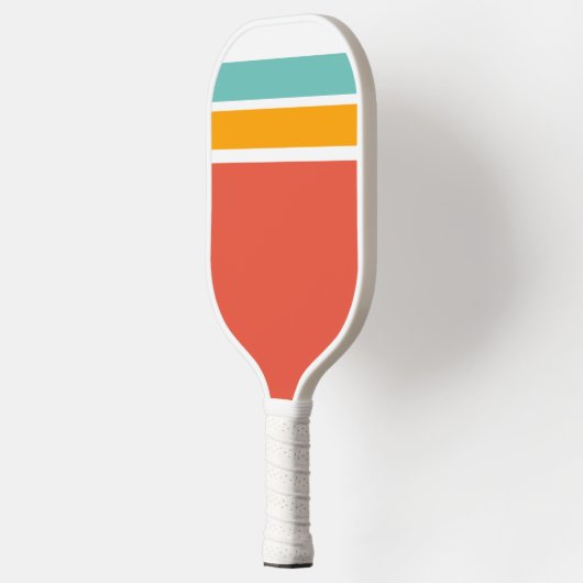 Fun Orange Aqua Weiß, fett Gelb Rennstreifen Strei Pickleball Schläger (Links)