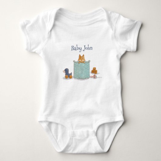 Fun Orange Baby Fox Illustration Baby Strampler (Vorderseite)