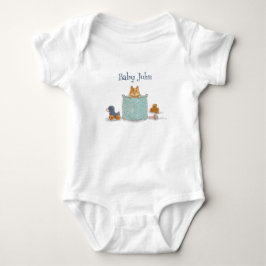 Fun Orange Baby Fox Illustration Strampler