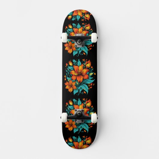 Fun Orange Blume Skateboard (Vorderseite)