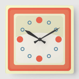 Fun Orange Cartoon Style Quadratische Wanduhr