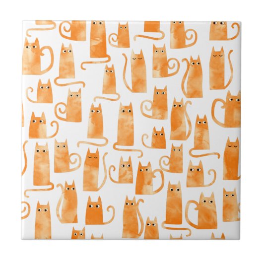 Fun Orange Cat Fliese (Vorderseite)