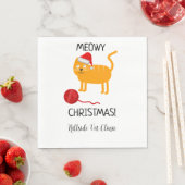 Fun Orange Cat Meowy Christmas Party Napkin Serviette (Beispiel)