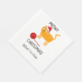 Fun Orange Cat Meowy Christmas Party Napkin Serviette (Ecke)