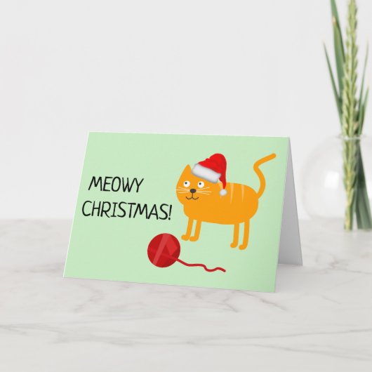 Fun Orange Cat Meowy Weihnachtsgrüßkarte Dankeskarte (Vorderseite)