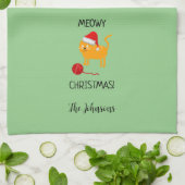 Fun Orange Cat Meowy Weihnachtsküche Handtuch (Gefaltet)